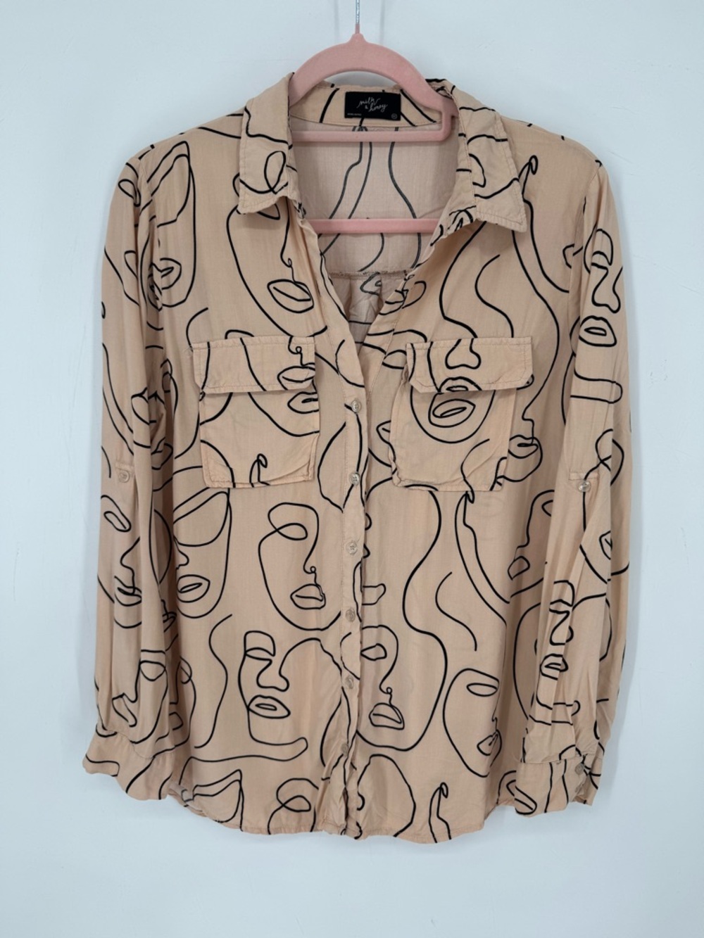 Milk & Honey Women's Lightweight Statement Button Down Top Size XL